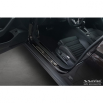 Protectores de umbral de puerta en acero inoxidable negro aptos para Volkswagen Passat 3G Sedan/Variant 2014- - &#039;Lines&#039; - 4 piez