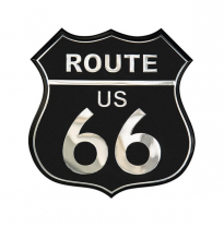 Emblema / Logotipo De Aluminio - Route 66 - Negro - 8x8cm