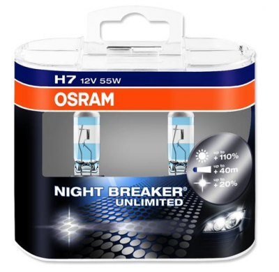 Kit Lamparas Osram H7 64210 Night Breaker Unlimited  55w. 12v. Px26d, 110% + Luz (F.R.)