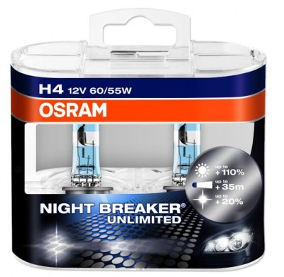 Kit Lamparas Osram H4 64193 Night Breaker Unlimited 60/50 W. 12 V. P43t, Luz 110% + (F.R.)