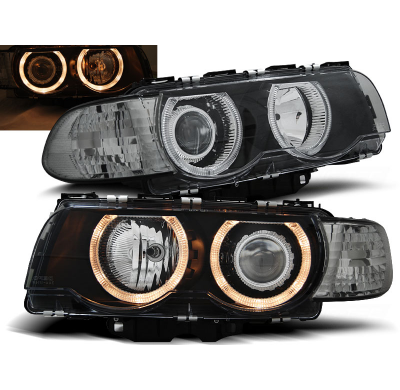 Faros Delanteros Angel Eyes Bmw E38 09.98-07.01 H7/H7 Fondo Negro