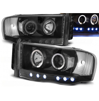 Faros Delanteros Angel Eyes Dodge Ram 02-06 Fondo Negro