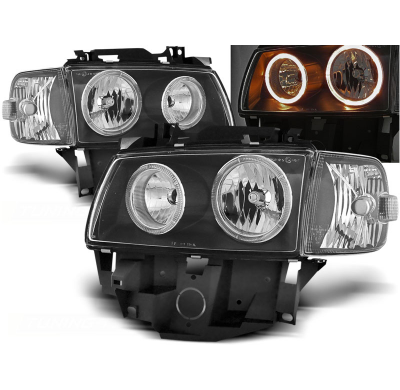 Faros Delanteros Angel Eyes Vw T4 08.96-03.03 Bus Fondo Negro