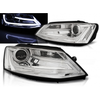 Faros Delanteros Luz Diurna Vw Jetta Vi 1.11- Tube Light Cromado