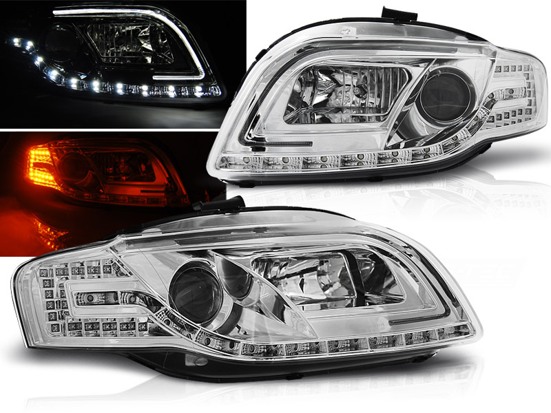 Faros Delanteros Luz Diurna Audi A4 B7 11.04-03.08 Led Tube Lights Cromado  421,00€ - A4 - Audi - Faros luz diurna - Iluminacion