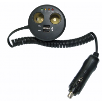 Doble Enchufe Mechero + 2 Puertos Usb Con Led Electricidad 12 V  Altium