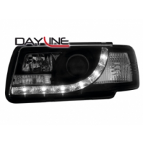 Faros Audi 80 91-94 _ Con Diseño Luz Diurna _ Negro