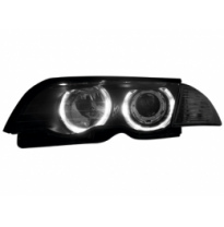 Faros Angel Eyes Bmw E46 4p 98-01 _ 2 Angel Eyes De Luz De Posición _Para Xenon Original_Negro
