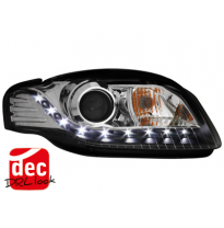 Faros Luz Diurna Audi A4 B7 04-08 Para Xenon De Serie Negro