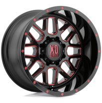 LLANTA ALUMINIO XD GRENADE INSERTO ROJO NEGRO SATINADO 9 x 18 Et:-12  5 x 127 78,1