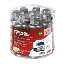 Embellecedor Tornillo Ruedas 33 Mm Acero Inoxidable Mate (Bote 40 Unidades)