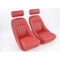 Juego Asientos Deportivos Montgomery Cuero Artificial Rojo / Fk Automotive