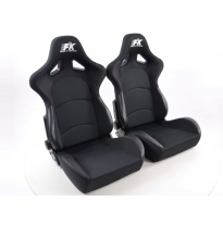 Juego Asientos Deportivos Control Tela Negro Fk Automotive