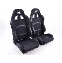 Juego Asientos Deportivos Tela Cyberstar Negro Fk Automotive