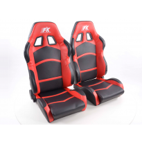 Juego Asientos Deportivos Cyberstar De Cuero Artificial Negro/Rojo / Fk Automotive