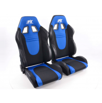 Juego Asientos Deportivos Racecar Tela Negro/Azul Fk Automotive