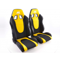 Juego Asientos Deportivos Racecar Tela Negro/Amarillo Fk Automotive