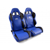 Juego Asientos Deportivos Houston De Cuero Artificial Azul / Negro Costura Azul Fk Automotive