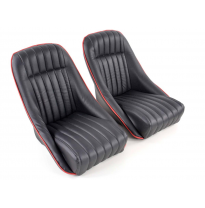 Juego Asientos Deportivos Montgomery Cuero Artificial Costura Negra Rojo / Fk Automotive