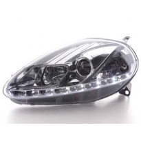Faros Delanteros Luz Diurna Set Fiat Grande Punto Modelo 199  08- Cromado Fk Automotive