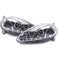 Faros Delanteros Luz Diurna Set Fiat Grande Punto Modelo 199  08- Cromado Fk Automotive