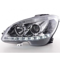 Faros Delanteros Luz Diurna Set Mercedes-Benz Clase C Modelo W204  07-10, Cromado Fk Automotive