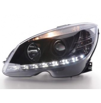 Faros Delanteros Luz Diurna Set Mercedes-Benz Clase C Modelo W204  07-10, Negro Fk Automotive