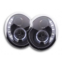 Faros Delanteros Luz Diurna Set Mini Cooper Modelo R50  01-06 Negro Fk Automotive