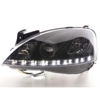 Faros Delanteros Luz Diurna Set Opel Corsa Modelo C  01-06 Negro Fk Automotive