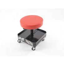 Taburete Auf Rollen Pneumatisch Verstellbar Mit Ablagefächern Kunstleder Rot