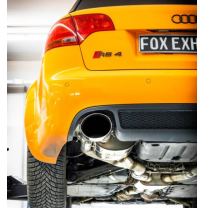 Sistema parcial del Audi RS4 B7 desde el catalizador, compuesto por el silenciador trasero. Fox exhaust