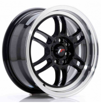 LLANTA JR Wheels JR7 15x7 ET38 4x100/114 Glossy Black w/Machined Lip JAPAN RACING