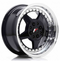 LLANTA JR Wheels JR6 15x7 ET35 4x100/114 Glossy Black w/Machined Lip JAPAN RACING