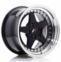 LLANTA JR Wheels JR6 16x9 ET20 4x100/108 Glossy Black w/Machined Lip JAPAN RACING