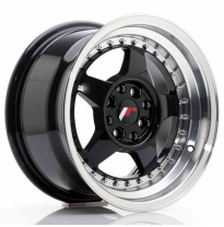 LLANTA JR Wheels JR6 15x8 ET25 4x100/108 Glossy Black w/Machined Lip JAPAN RACING