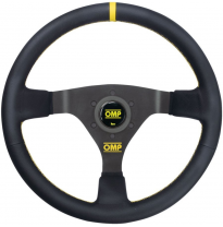 VOLANTE OMP WRC PIEL 350MM NEGRO - DETALLE AMARILLO
