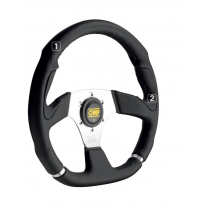 VOLANTE OMP CROMO PIEL 350MM ANCHO/330MM ALTO NEGRO/CROMO