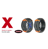 CADENA X Cadena nieve en acero de alta calidad con sistema de montaje REVOLUCIONARIO.Combina la facilidad de montaje de la Funda