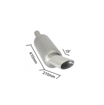 Escape Universal Acero Inox Con Salida Ovalada 110x65 Mm Sport Line - Tubo De Entrada 56/61 Mm Para Soldar - Cola Inclinada