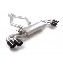 Silencioso trasero doble en acero inox con salidas redondas 2 / 110 mm Carbon Shot asimetricas</p>
 con valvulas integradas.Las
