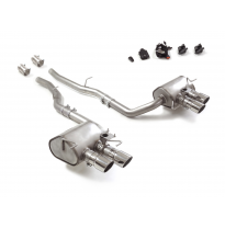 Silencioso trasero doble en acero inox con salidas redondas 2x90 mm Sport Line asimetricas 
 con valvulas integradas.Las válvula