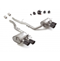 Silencioso trasero doble en acero inox con salidas redondas 2x90 mm Carbon Shot asimetricas
 con valvulas integradas.Las válvula