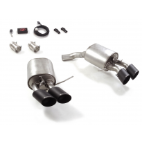 Silencioso trasero doble en acero inox con salidas redondas 2 / 102 mm Sport Line Black</p>
 con válvulas eléctricas integradas.