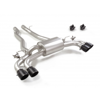 Silencioso trasero doble en acero inox con salidas redondas 2 / 102 mm Sport Line Black asimetricas</p>
 con valvulas integradas