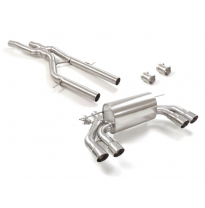 Tramo Intermedio Acero Inox + Escape Trasero Doble Acero Inox Salidas Redondas 2x90 Mm Sport Line Asimetricas 
 Con Valvulas