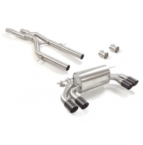 Tramo Intermedio Acero Inox + Escape Trasero Doble Acero Inox Salidas Redondas 2x90 Mm Carbon Shot Asimetricas 
 Con Valvula