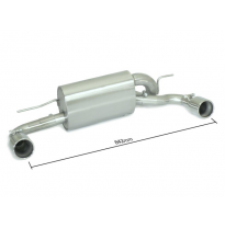 Silencioso trasero doble en acero inox con salidas redondas 90 mm 
 Modificación del parachoques original o Bajo paragolpes Rieg