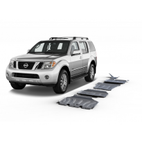 Protector Aluminio 4 mm Rival kit completo sin depósito (4 piezas) Nissan Navara D40 2,5D; 3,0 2005-2015
