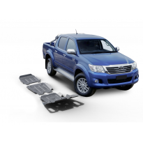 Protector Aluminio 4 mm Rival kit completo sin depósito (3 uds.) Toyota Hilux Vigo 2,5TD; 3,0TD; 2,7 2005-2010; 2011-2015