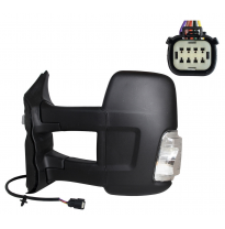 FORD TRANSIT 2019.05-*RETROVISOR IZQ ELECTRICO TERMICO CONVEXO CON PILOTO BLANCO BRAZO LARGO (CHASIS LARGO)16W 6PIN